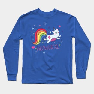 Meowgical Magical Rainbow Kitty Cat Unicorn 1 Long Sleeve T-Shirt